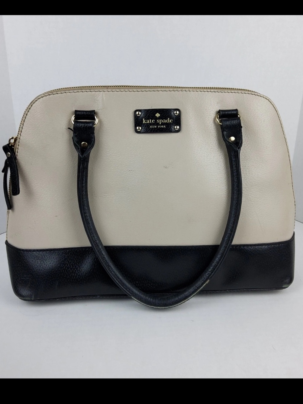 kate spade Cream and Black Two-Tone Satchel crossbody bag EUC